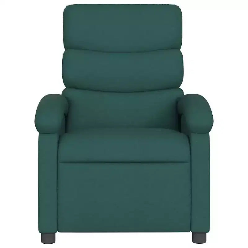 vidaXL Massage Recliner Chair-Manual Adjustable Armchair-Vibration Massage-Dark Green Fabric-Sturdy Frame-Living Room Comfort