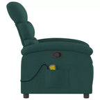 vidaXL Massage Recliner Chair-Manual Adjustable Armchair-Vibration Massage-Dark Green Fabric-Sturdy Frame-Living Room Comfort