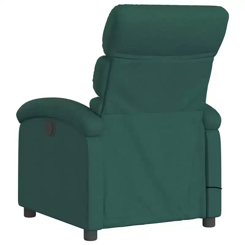 vidaXL Massage Recliner Chair-Manual Adjustable Armchair-Vibration Massage-Dark Green Fabric-Sturdy Frame-Living Room Comfort