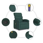 vidaXL Massage Recliner Chair-Manual Adjustable Armchair-Vibration Massage-Dark Green Fabric-Sturdy Frame-Living Room Comfort