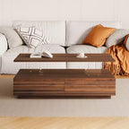 Okak 47.2 Table basse LED moderne, Table centrale rectangulaire à intensité variable intelligente avec 2 tiroirs cachés et commande tactile pour salon/cinéma maison
