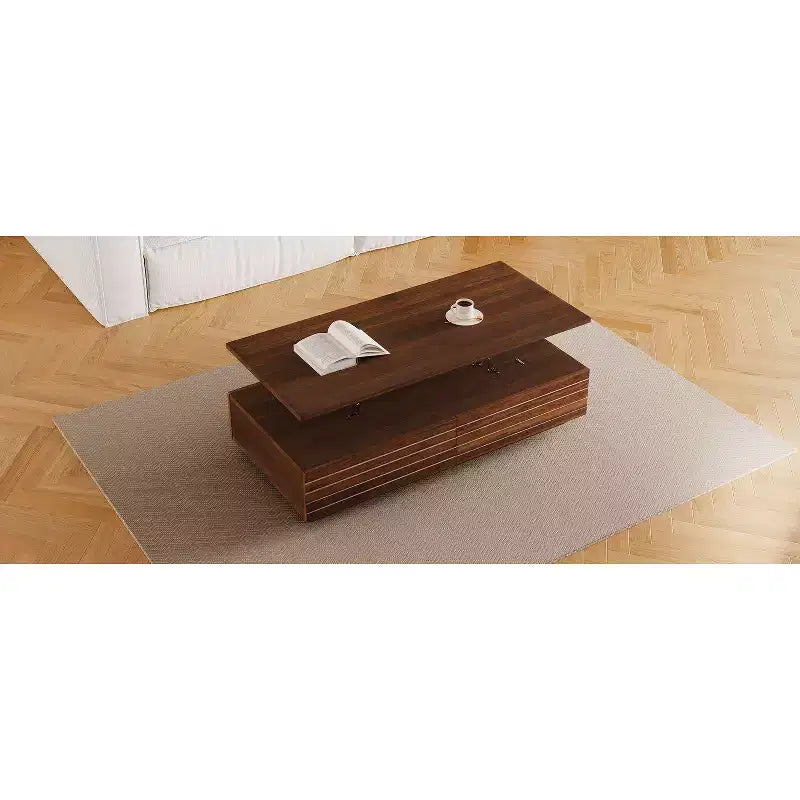 Okak 47.2 Table basse LED moderne, Table centrale rectangulaire à intensité variable intelligente avec 2 tiroirs cachés et commande tactile pour salon/cinéma maison
