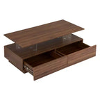 Okak 47.2 Table basse LED moderne, Table centrale rectangulaire à intensité variable intelligente avec 2 tiroirs cachés et commande tactile pour salon/cinéma maison