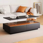 Okak 47.2 Table basse LED moderne, Table centrale rectangulaire à intensité variable intelligente avec 2 tiroirs cachés et commande tactile pour salon/cinéma maison