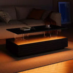 Okak 47.2 Table basse LED moderne, Table centrale rectangulaire à intensité variable intelligente avec 2 tiroirs cachés et commande tactile pour salon/cinéma maison