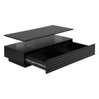 Okak 47.2 Table basse LED moderne, Table centrale rectangulaire à intensité variable intelligente avec 2 tiroirs cachés et commande tactile pour salon/cinéma maison