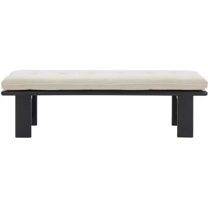Bartolili Wood & Cushion Bench - SFV5116 - Beige/Black - Safavieh Couture
