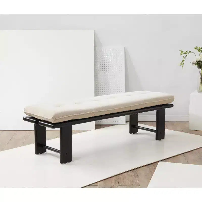 Bartolili Wood & Cushion Bench - SFV5116 - Beige/Black - Safavieh Couture