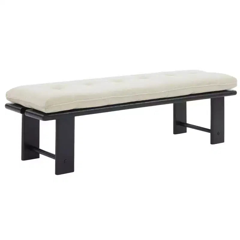Bartolili Wood & Cushion Bench - SFV5116 - Beige/Black - Safavieh Couture