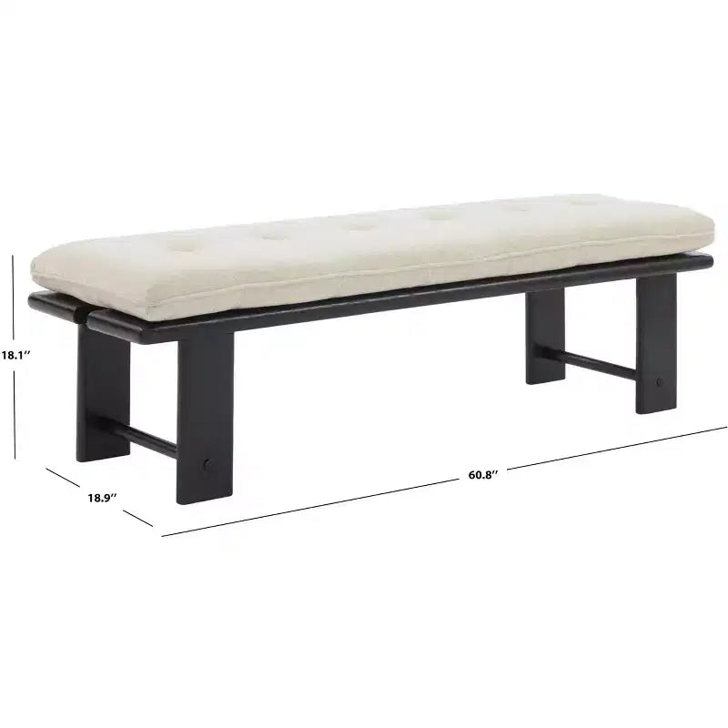 Bartolili Wood & Cushion Bench - SFV5116 - Beige/Black - Safavieh Couture
