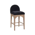 Meridian Furniture,Waldorf Black Chenille Fabric Stool