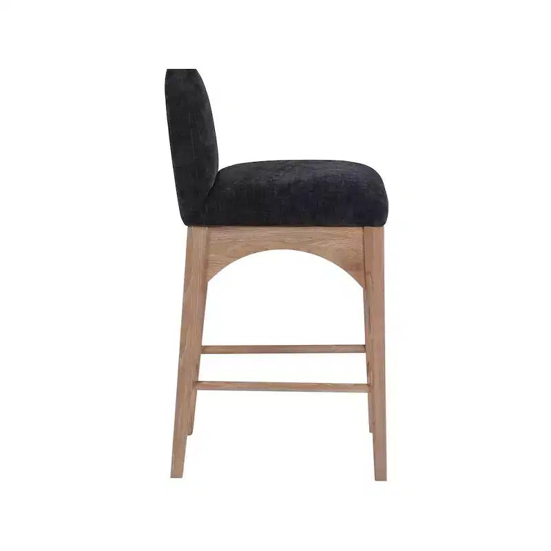 Meridian Furniture,Waldorf Black Chenille Fabric Stool