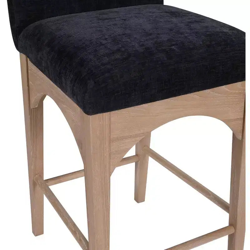 Meridian Furniture,Waldorf Black Chenille Fabric Stool