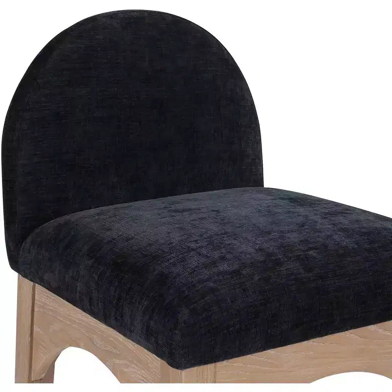 Meridian Furniture,Waldorf Black Chenille Fabric Stool