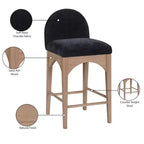 Meridian Furniture,Waldorf Black Chenille Fabric Stool