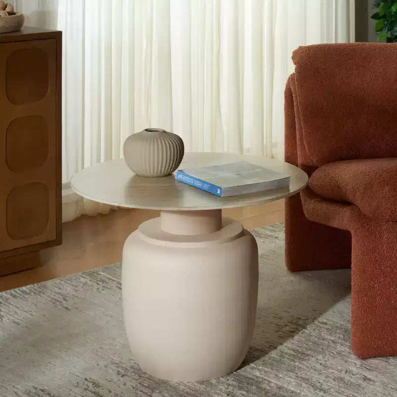 Table d'appoint haute en céramique Kielh - ACC2902A - Céramique beige/beige - Safavieh