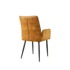 ModernLuxe Set of 2 Dining Chairs Velvet Upholstered Accent Chairs with Soft Cushioned Seat & Iron Frame, Armless Chairs Arm Chairs, Yellow/Gray