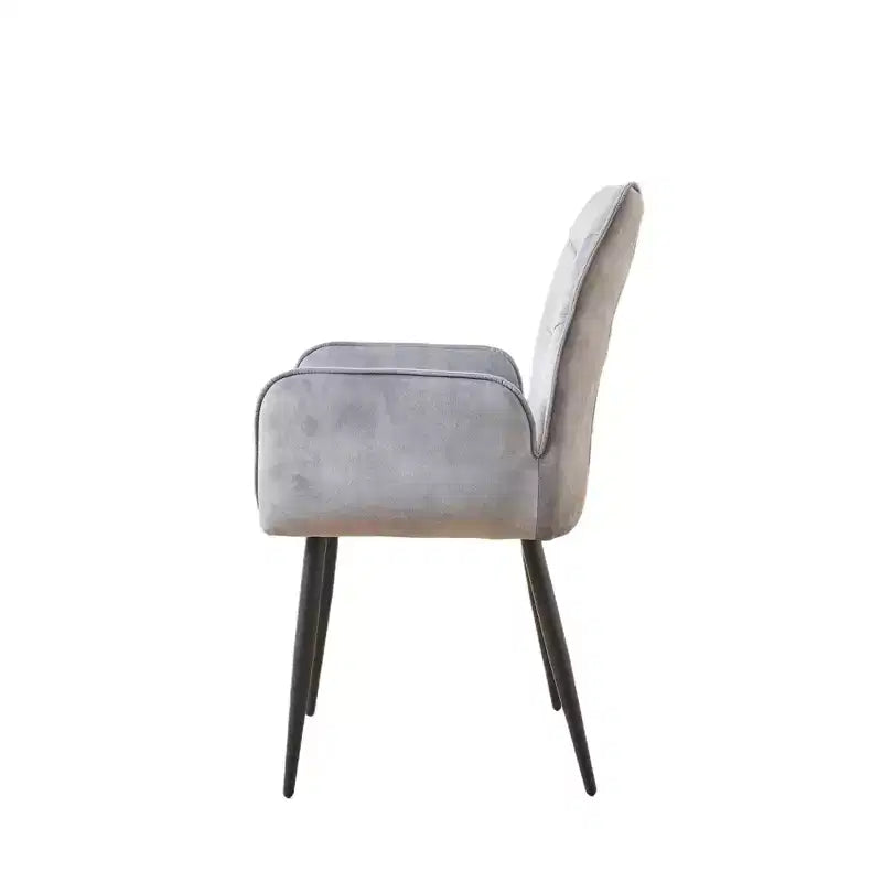 ModernLuxe Set of 2 Dining Chairs Velvet Upholstered Accent Chairs with Soft Cushioned Seat & Iron Frame, Armless Chairs Arm Chairs, Yellow/Gray