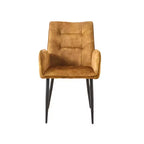 ModernLuxe Set of 2 Dining Chairs Velvet Upholstered Accent Chairs with Soft Cushioned Seat & Iron Frame, Armless Chairs Arm Chairs, Yellow/Gray