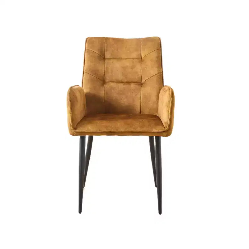 ModernLuxe Set of 2 Dining Chairs Velvet Upholstered Accent Chairs with Soft Cushioned Seat & Iron Frame, Armless Chairs Arm Chairs, Yellow/Gray