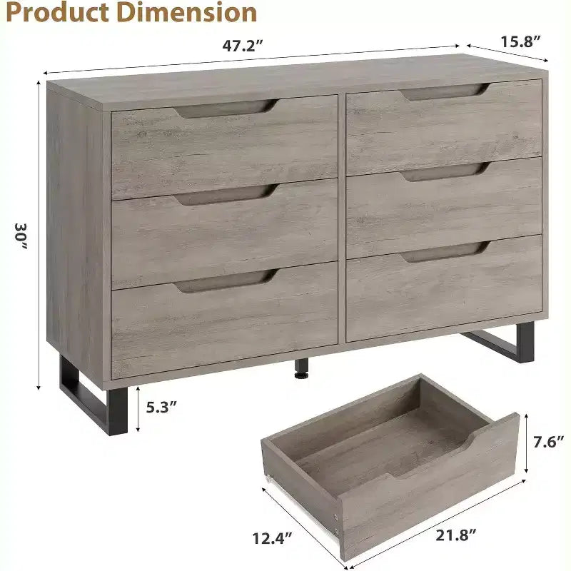 Acekool 6-Drawer Dresser - Versatile Storage for Any Room