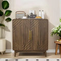 GDFStudio Hecarim Rustic Carved Doors Wood Storage Cabinet with Adjustable Shelves