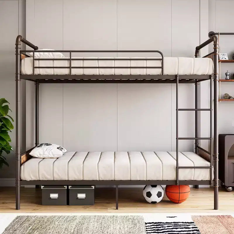 Bunk Bed Twin Over Twin Metal Bunkbeds with Ladders and 16.6 Safety Guardrail, Twin Bunk Beds for Kids, Adults and Small Spaces, No Box Spring Needed