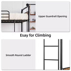 Bunk Bed Twin Over Twin Metal Bunkbeds with Ladders and 16.6 Safety Guardrail, Twin Bunk Beds for Kids, Adults and Small Spaces, No Box Spring Needed