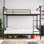 Bunk Bed Twin Over Twin Metal Bunkbeds with Ladders and 16.6 Safety Guardrail, Twin Bunk Beds for Kids, Adults and Small Spaces, No Box Spring Needed