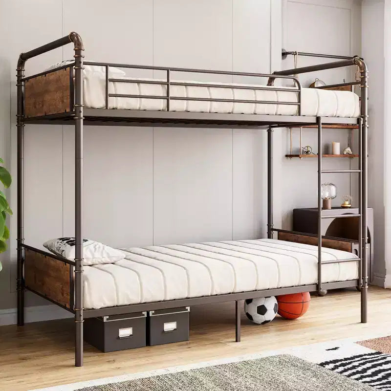 Bunk Bed Twin Over Twin Metal Bunkbeds with Ladders and 16.6 Safety Guardrail, Twin Bunk Beds for Kids, Adults and Small Spaces, No Box Spring Needed