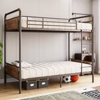 Bunk Bed Twin Over Twin Metal Bunkbeds with Ladders and 16.6 Safety Guardrail, Twin Bunk Beds for Kids, Adults and Small Spaces, No Box Spring Needed