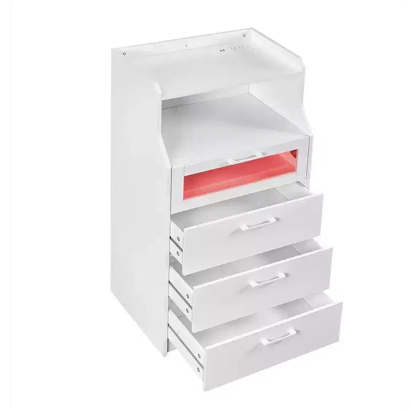 VECELO Commode Blanche Haute Moderne Table de Maquillage avec Lumières LED et Station de Recharge