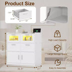 VECELO Commode Blanche Haute Moderne Table de Maquillage avec Lumières LED et Station de Recharge
