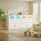 VECELO Commode Blanche Haute Moderne Table de Maquillage avec Lumières LED et Station de Recharge