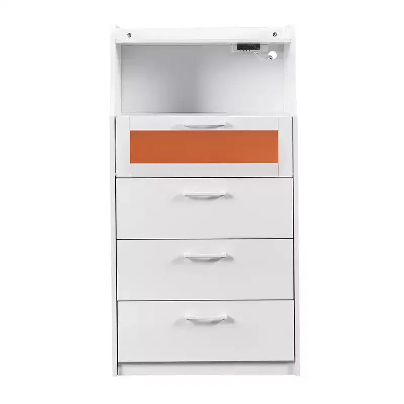 VECELO Commode Blanche Haute Moderne Table de Maquillage avec Lumières LED et Station de Recharge
