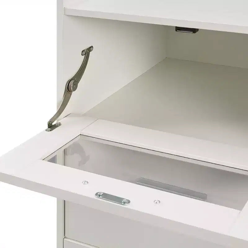 VECELO Commode Blanche Haute Moderne Table de Maquillage avec Lumières LED et Station de Recharge