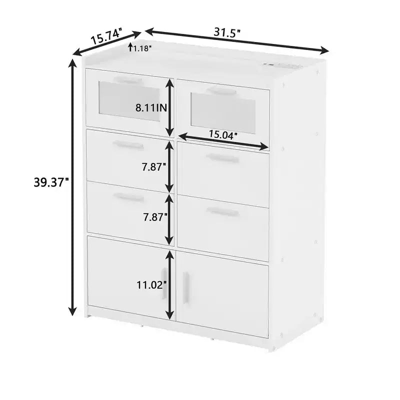 VECELO Commode Blanche Haute Moderne Table de Maquillage avec Lumières LED et Station de Recharge