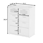 VECELO Commode Blanche Haute Moderne Table de Maquillage avec Lumières LED et Station de Recharge
