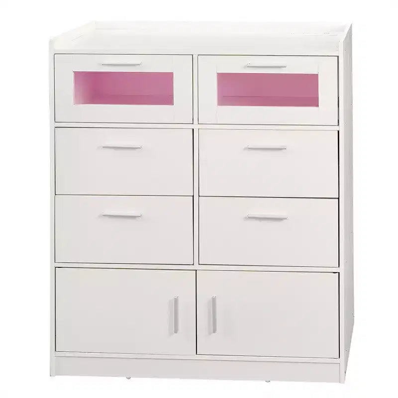 VECELO Commode Blanche Haute Moderne Table de Maquillage avec Lumières LED et Station de Recharge