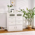 VECELO Commode Blanche Haute Moderne Table de Maquillage avec Lumières LED et Station de Recharge