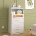 VECELO Commode Blanche Haute Moderne Table de Maquillage avec Lumières LED et Station de Recharge