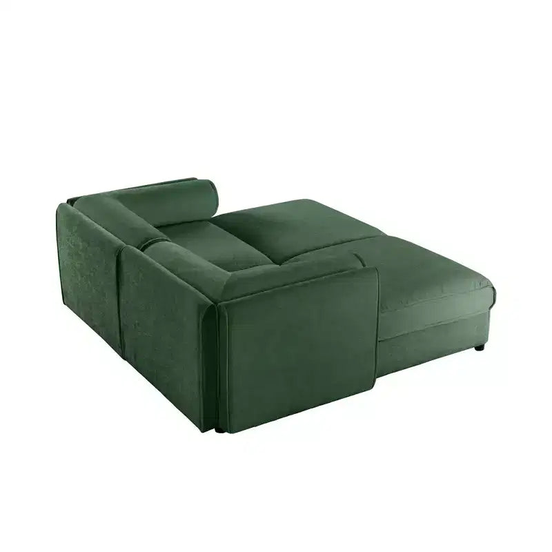 Canapé 2 places blanc élégant en chenille avec 2 poufs de rangement, dossier et accoudoirs cylindriques