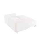 Canapé 2 places blanc élégant en chenille avec 2 poufs de rangement, dossier et accoudoirs cylindriques