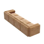 Canapé modulable avec rangement, dossier cylindrique et accoudoirs, assise profonde et confortable, durable et offrant un bon soutien pour le salon.