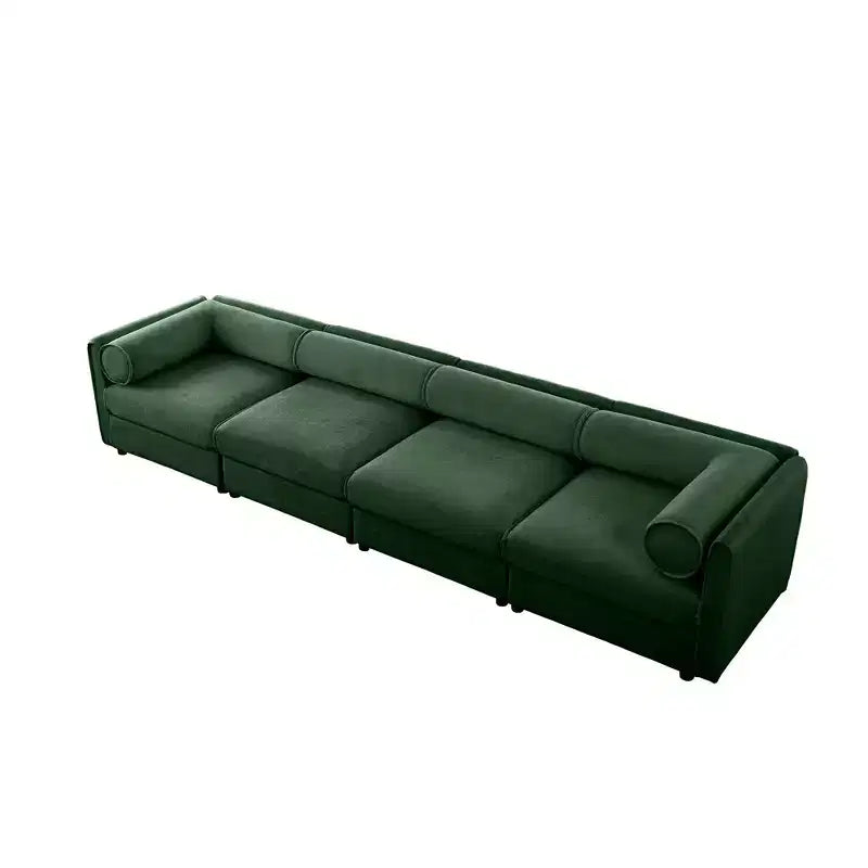 Canapé modulable avec rangement, dossier cylindrique et accoudoirs, assise profonde et confortable, durable et offrant un bon soutien pour le salon.