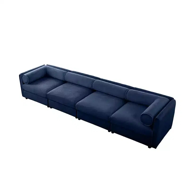 Canapé modulable avec rangement, dossier cylindrique et accoudoirs, assise profonde et confortable, durable et offrant un bon soutien pour le salon.
