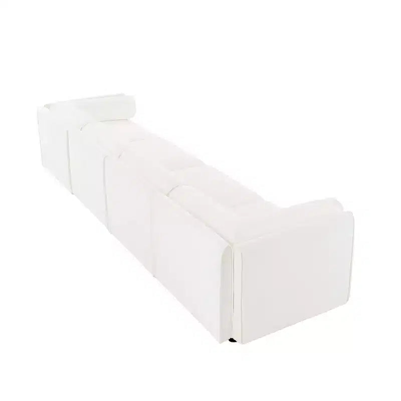 Canapé modulable avec rangement, dossier cylindrique et accoudoirs, assise profonde et confortable, durable et offrant un bon soutien pour le salon.