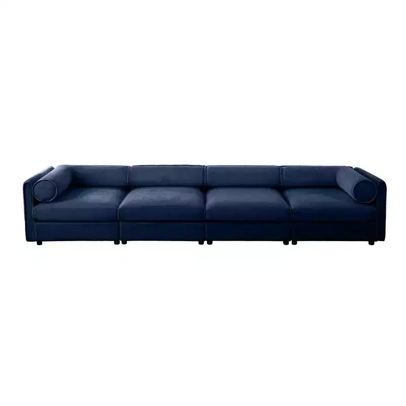 Canapé modulable avec rangement, dossier cylindrique et accoudoirs, assise profonde et confortable, durable et offrant un bon soutien pour le salon.