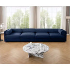 Canapé modulable avec rangement, dossier cylindrique et accoudoirs, assise profonde et confortable, durable et offrant un bon soutien pour le salon.