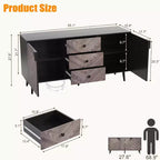 GustoWave 55.1 3 Drawer Cabinet with Adjustable Shelves and Doors with Storage